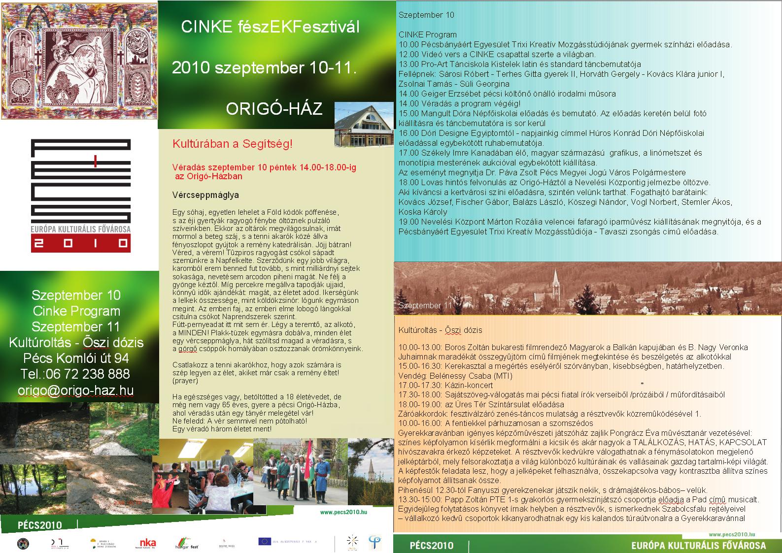 CINKEfészEKFesztiválaz Origó-Házban!
