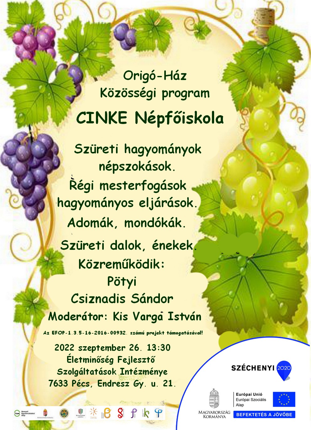 CINKE Népfőiskola – Szüreti időszak